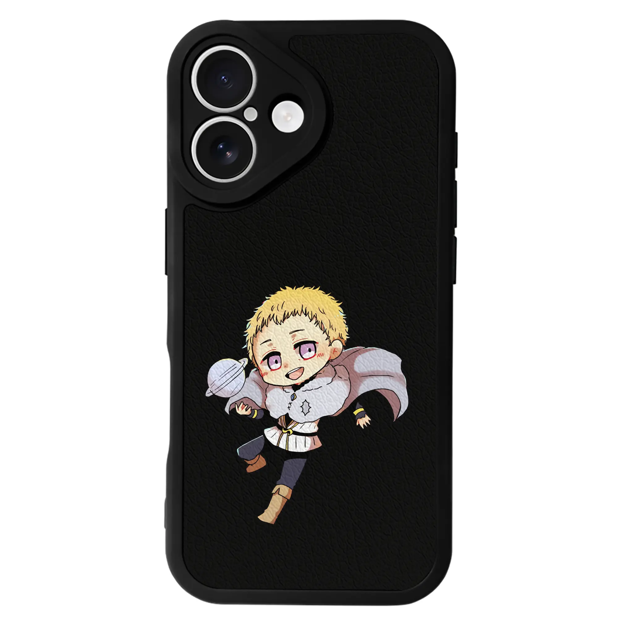 ブラッククローバー グッズ ユリウス・ノヴァクロノ - IPhone 16シリーズ対応 ・ シリコンスマホケース ・ レザー調 ・ 高精度フィット ・ 耐衝撃 ・ ワイヤレス充電対応 ・ 精密カット